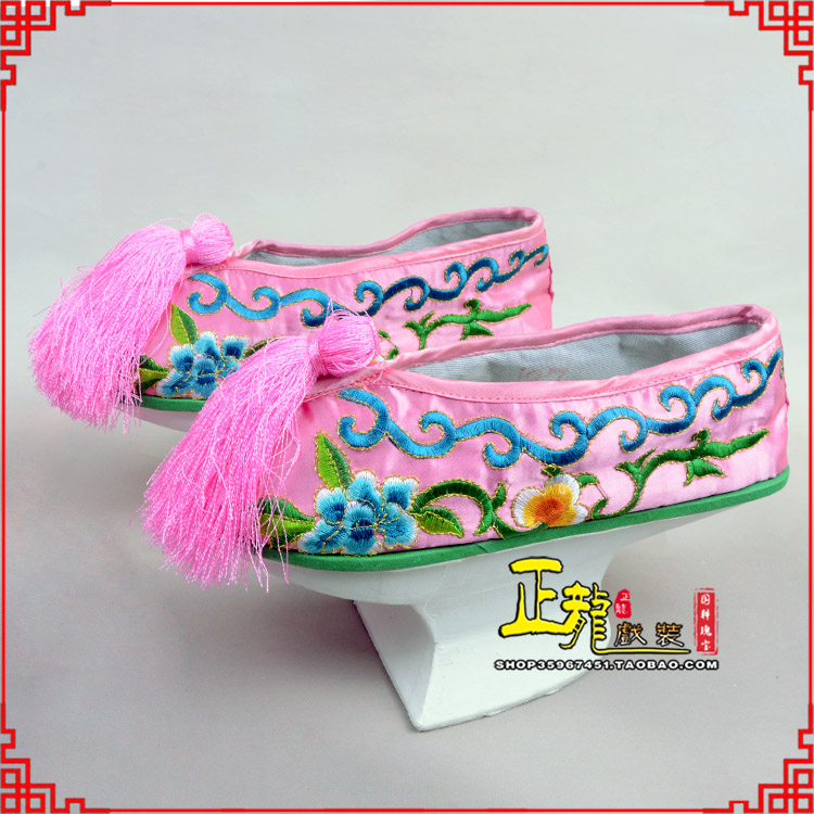 饶平京越剧戏鞋花盆底清朝皇后贵妃宫女花盆底 旗鞋