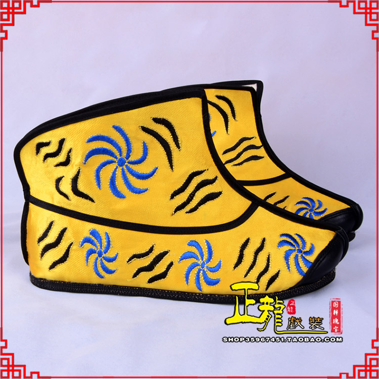 饶平.美猴王靴子虎纹靴金黄快靴 猴鞋