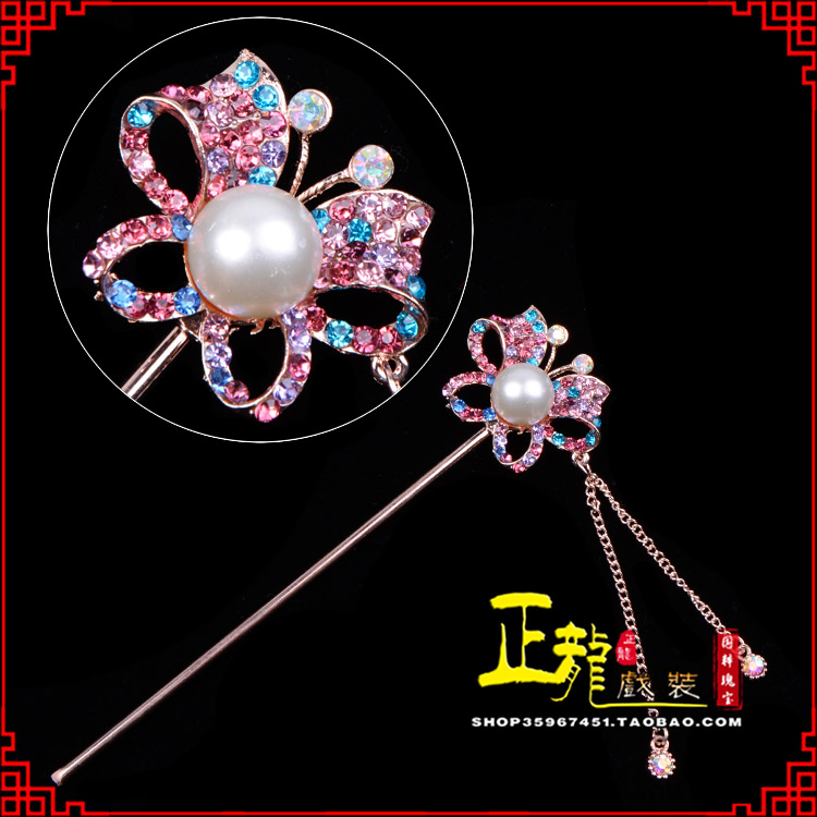 饶平花旦小姐青衣头饰簪子 蝴蝶发簪